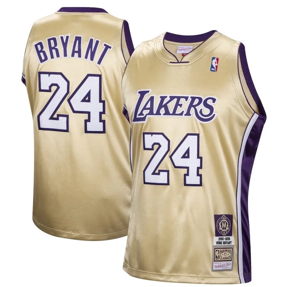 NWT Mitchell & Ness LA Lakers Kobe Bryant Hall of Fame Authentic Jersey Gold Lg